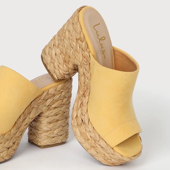 Lulus Ervyn Suede Raffia Platform Slide Sandals - Picture 3 of 9